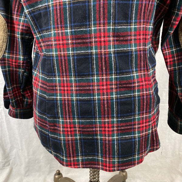 Lower Rear View on Pendleton Black Stewart Tartan Trail Shirt Wool Flannel Shirt SZ L