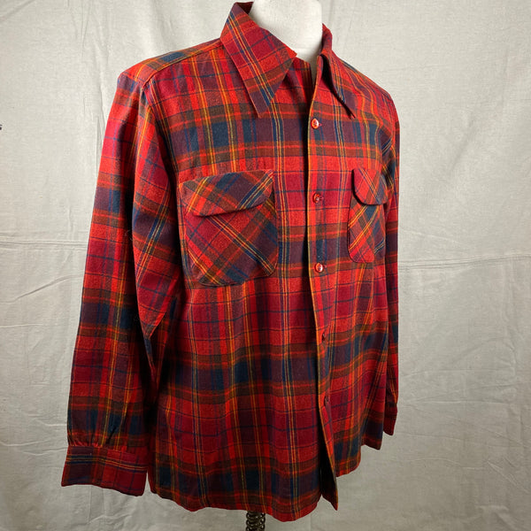 Right Angle View of Vintage Red Blue & Yellow Pendleton Board Shirt SZ L