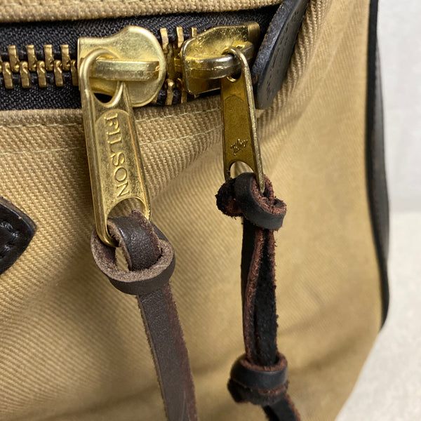 Talon and YKK replacement zipper on Vintage Filson Pullman Rugged Twill Suitcase with Talon Zippers