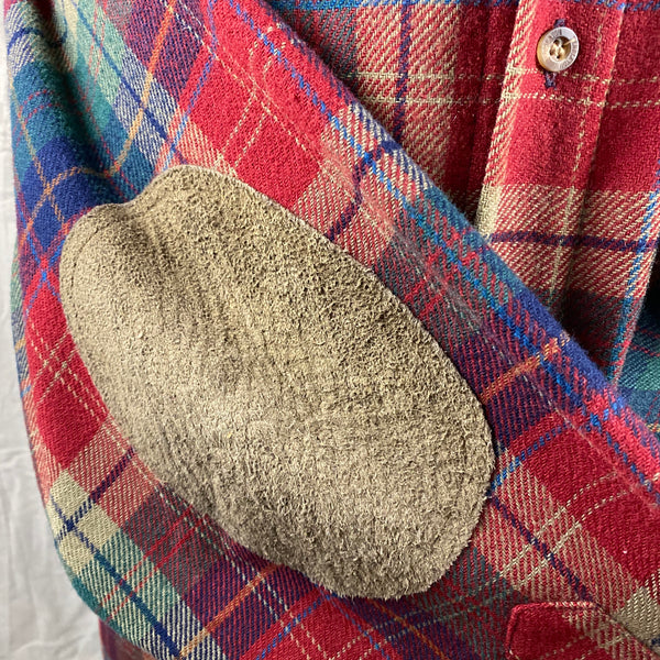 Right Elbow Patch on Pendleton Red Blue & Green Trail Shirt SZ XL