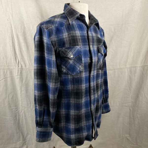 Pendleton Blue & Grey High Grade Western Wear Flannel Shirt SZ L Long