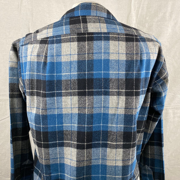 Rear View of Vintage Blue/Black Pendleton Board Shirt SZ M