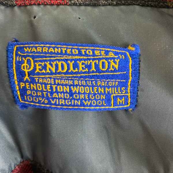 Tag View of Vintage 50s/60s Era Red and Black Pendleton Board Shirt SZ M