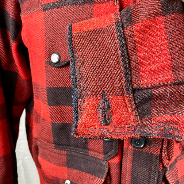 Left Cuff with Darning on Vintage 40's/50's Era Union Made Filson Wool Mackinaw