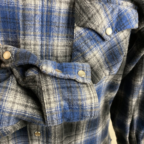 Pendleton Blue & Grey High Grade Western Wear Flannel Shirt SZ L Long
