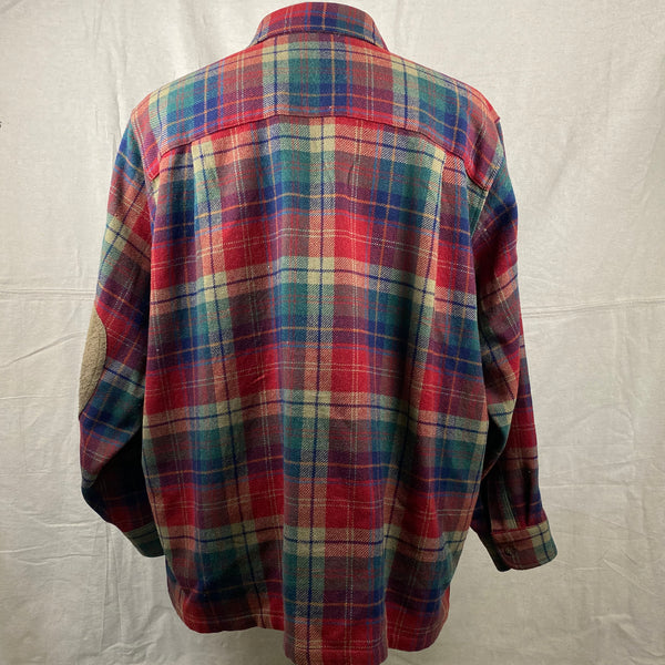 Rear View of Pendleton Red Blue & Green Trail Shirt SZ XL