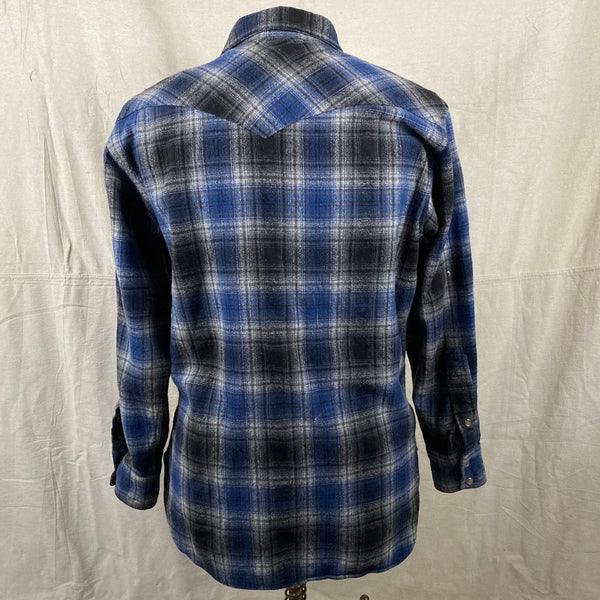 Pendleton Blue & Grey High Grade Western Wear Flannel Shirt SZ L Long