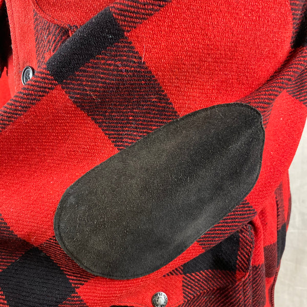 Left Elbow Patch on  Vintage Union Made Filson Wool All Use Coat Wool Mackinaw