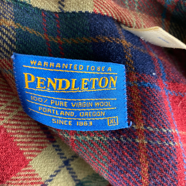 Tag View of Pendleton Red Blue & Green Trail Shirt SZ XL