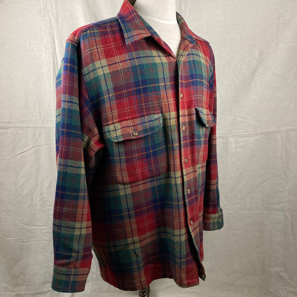 Right Angle View of Pendleton Red Blue & Green Trail Shirt SZ XL