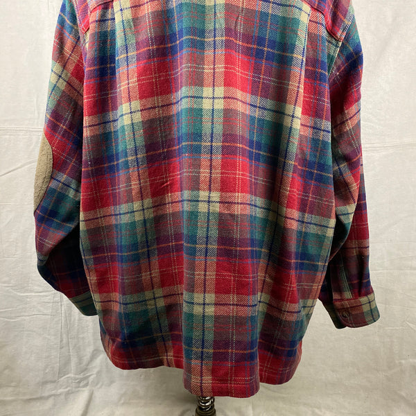 Upper Rear View of Pendleton Red Blue & Green Trail Shirt SZ XL