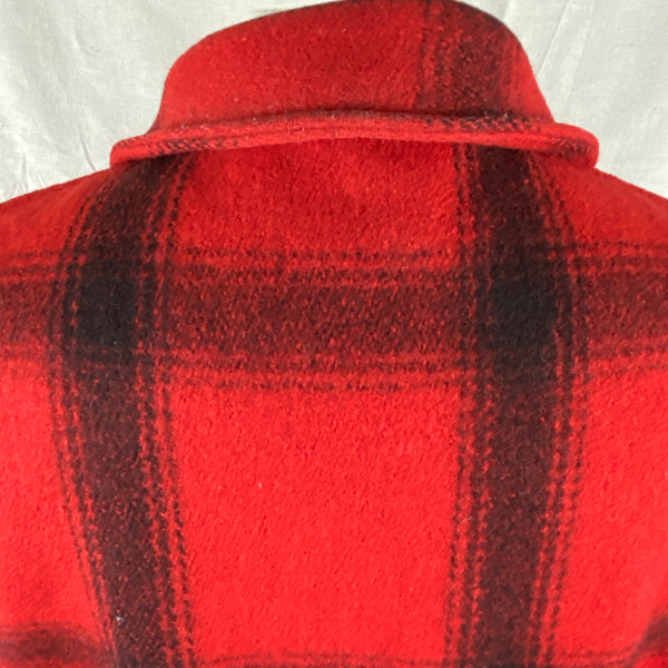 Rear Collar View on Vintage Union Made 75% Red Filson Hunter Wool Coat Style 85