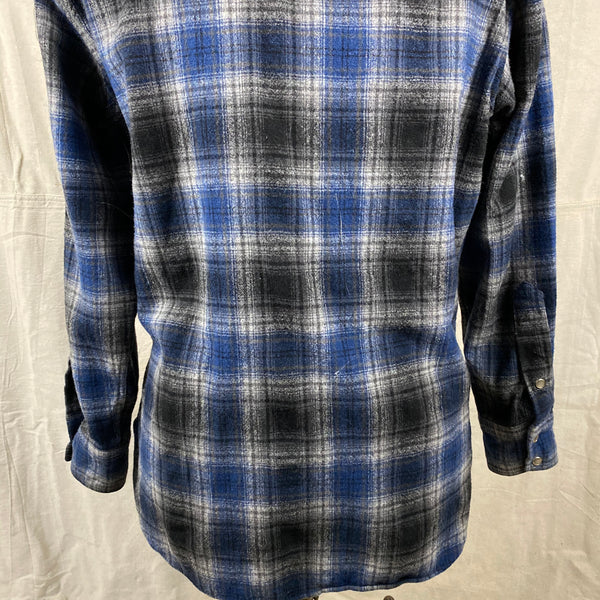 Pendleton Blue & Grey High Grade Western Wear Flannel Shirt SZ L Long