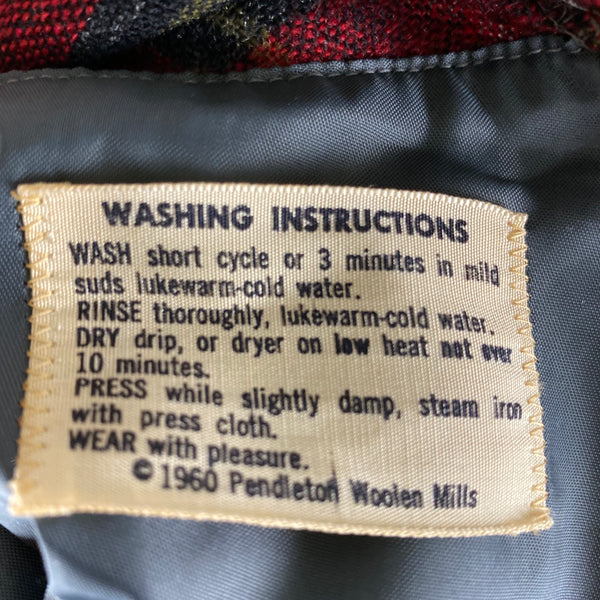 Tag View of Vintage 50s/60s Era Red and Black Pendleton Board Shirt SZ M