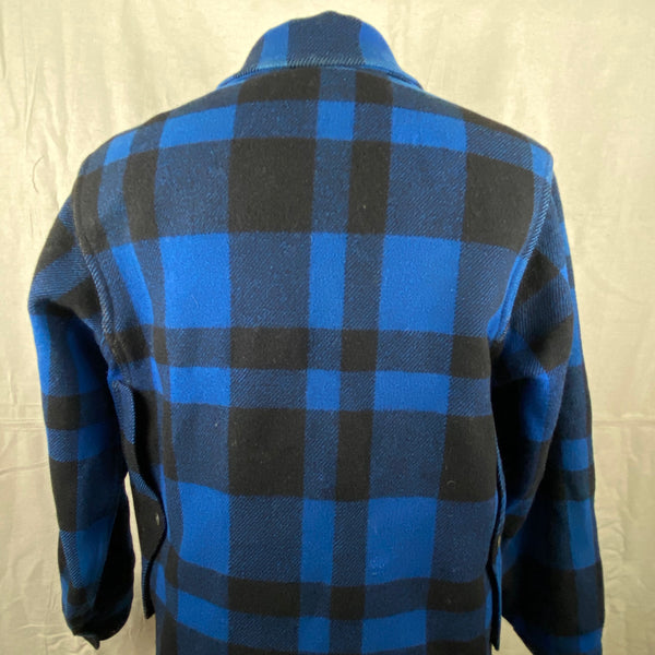 Upper Rear Shoulder View on Vintage Union Made Cobalt Filson Mackinaw