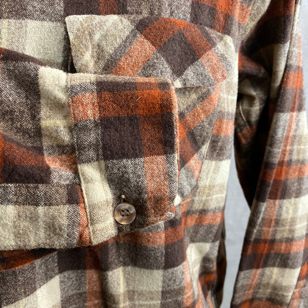 Right Cuff View of Vintage Brown & Tan Pendleton Board Shirt SZ L