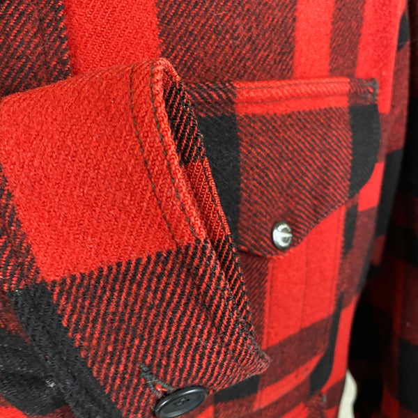 Right Cuff View of Union Made Buffalo Plaid Filson Mackinaw Cruiser