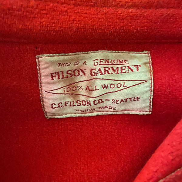 Filson Union Made Tag on Vintage Union Made Filson Scarlet Cruiser Debossed Buttons