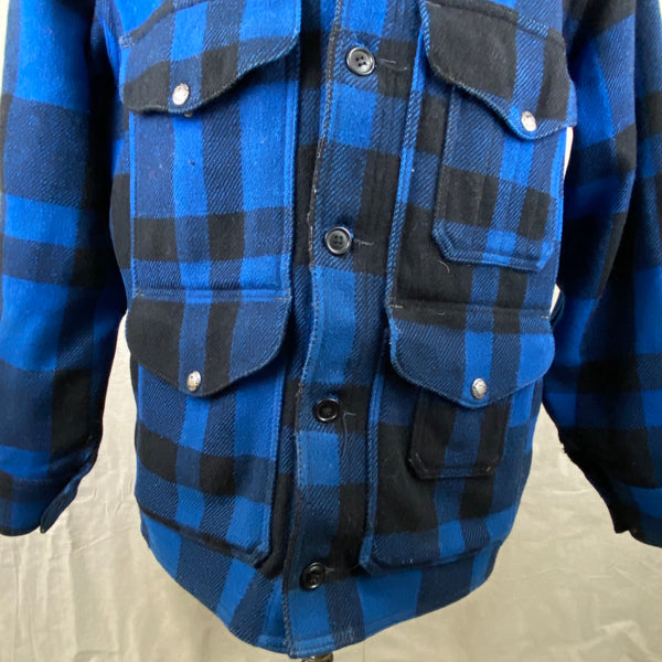 Lower Front View on Vintage Union Made Cobalt Filson Mackinaw