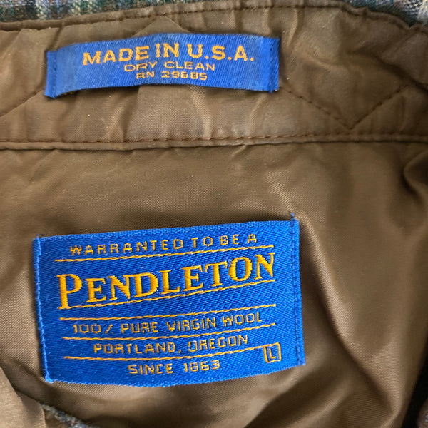 Tag View of Pendleton Blue & Brown Trail Shirt SZ L
