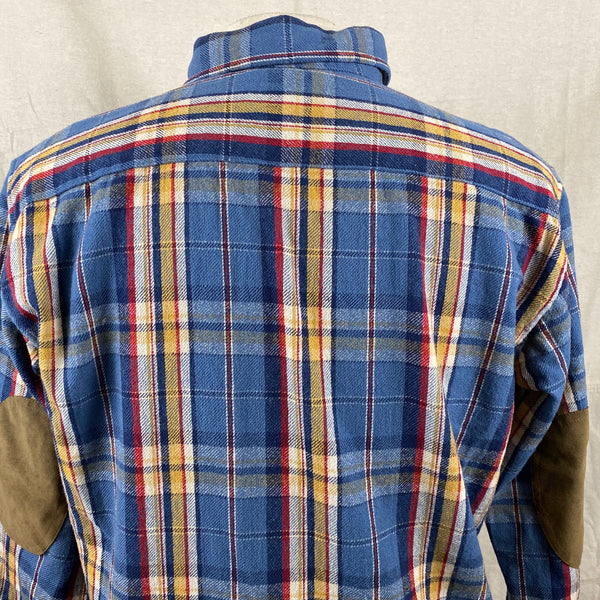 Upper Rear View on Pendleton Blue Yellow Red Trail Shirt Wool Flannel Shirt SZ M