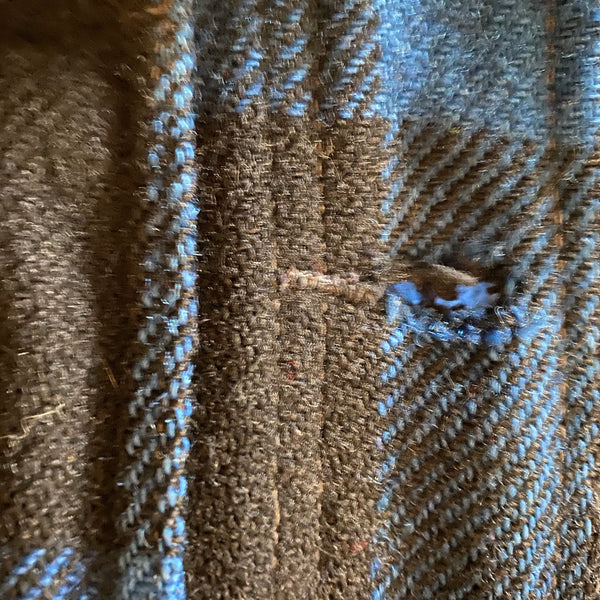 Button Hole Damage #1 on Vintage Union Made Cobalt Filson Mackinaw
