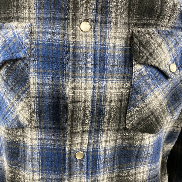 Pendleton Blue & Grey High Grade Western Wear Flannel Shirt SZ L Long