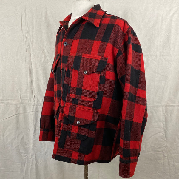 Left Side View of Union Made Buffalo Plaid Filson Mackinaw Cruiser