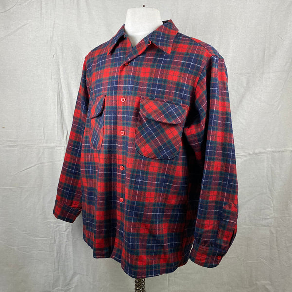 Left Angle View of Vintage Red, Blue & Green Pendleton Board Shirt SZ XL