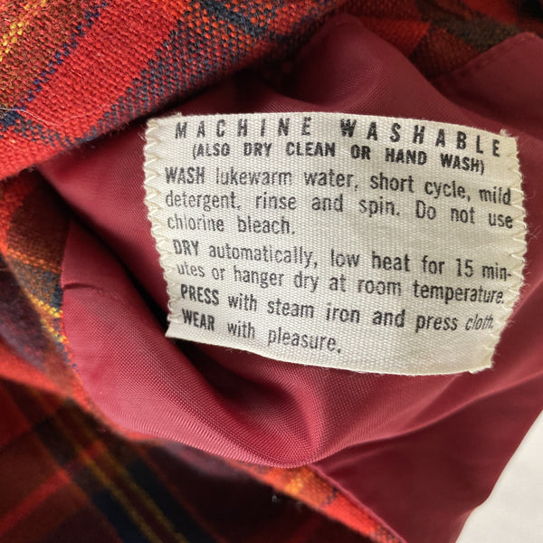 Care Tag View on Vintage Red Blue & Yellow Pendleton Board Shirt SZ L