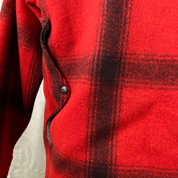 Map Pocket View on Vintage Union Made 75% Red Filson Hunter Wool Coat Style 85