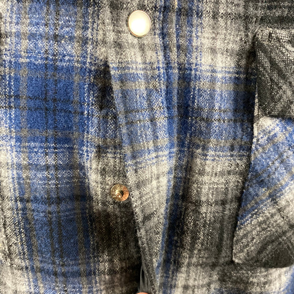 Pendleton Blue & Grey High Grade Western Wear Flannel Shirt SZ L Long