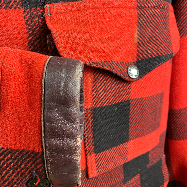 Leather Cuff on Vintage Union Made Filson Wool All Use Coat Wool Mackinaw