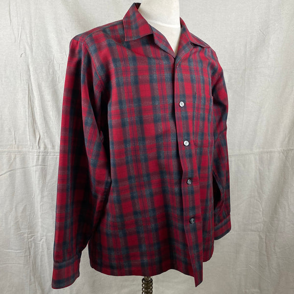 Right Angle View of Vintage Sir Pendleton Red and Grey Wool Shirt SZ L