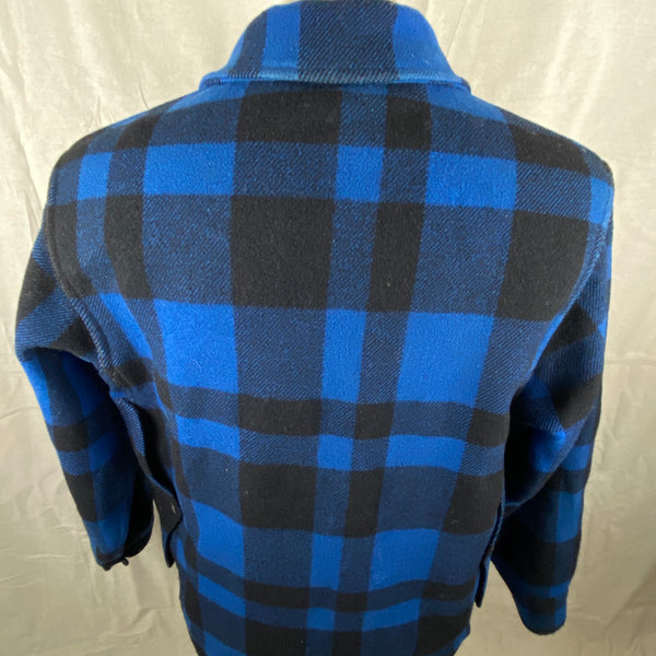 Upper Rear Shoulder View on  Vintage Union Made Cobalt Filson Mackinaw