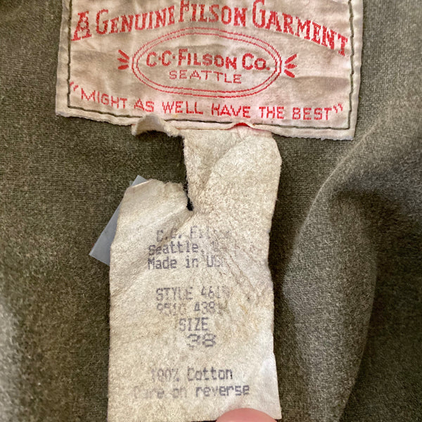Tag View on Vintage Filson Shelter Cloth Packer Jacket