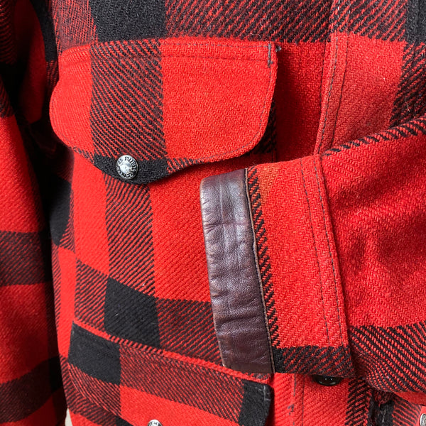 Left Leather Cuff on Vintage Union Made Filson Wool All Use Coat Wool Mackinaw