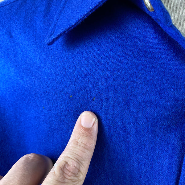 Moth Hole on Vintage Pendleton Blue Trail Shirt SZ XL