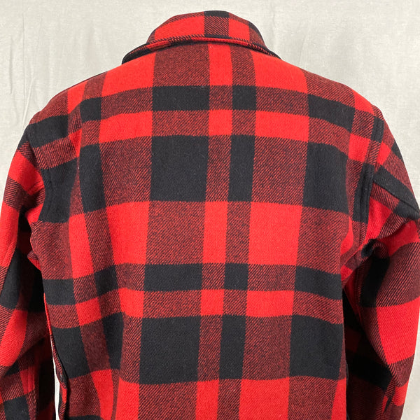 Upper Rear Shoulder View of Union Made Buffalo Plaid Filson Mackinaw Cruiser