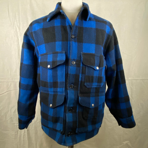 Front View of Vintage Union Made Cobalt Filson Mackinaw