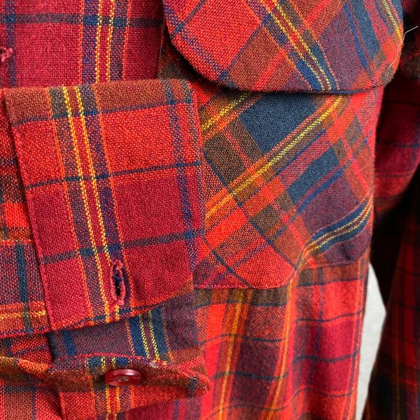 Right Cuff View of Vintage Red Blue & Yellow Pendleton Board Shirt SZ L