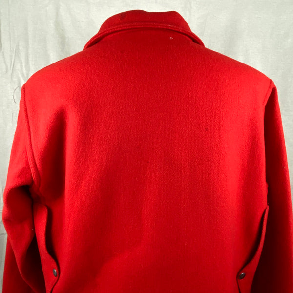 Upper Rear View on Vintage Union Made Filson Scarlet Cruiser Debossed Buttons