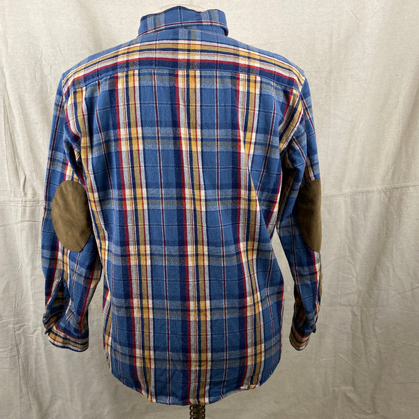 Rear View on Pendleton Blue Yellow Red Trail Shirt Wool Flannel Shirt SZ M