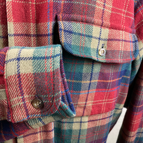 Right Cuff View of Pendleton Red Blue & Green Trail Shirt SZ XL