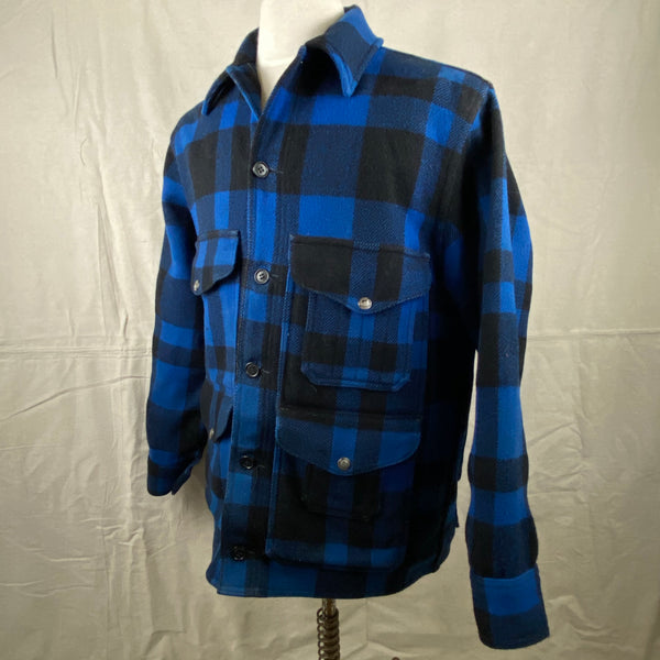 Left Side View of Vintage Union Made Cobalt Filson Mackinaw