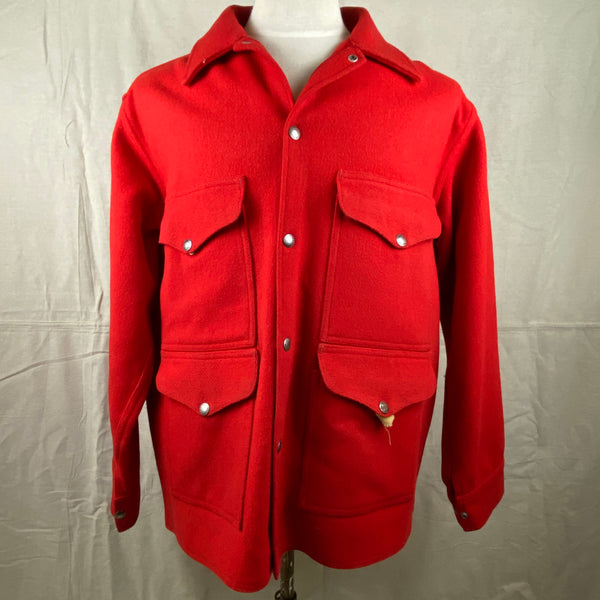 Front View of Vintage Union Made Filson Scarlet Cruiser Debossed Buttons