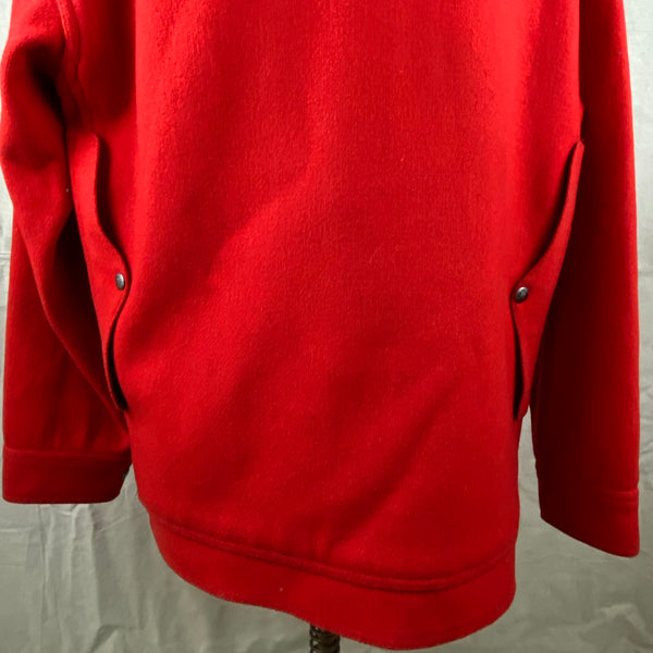 Lower Rear View with Map Pocket on Vintage Union Made Filson Scarlet Cruiser Debossed Buttons