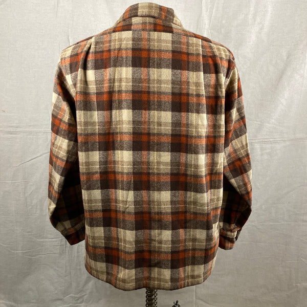 Rear View of Vintage Brown & Tan Pendleton Board Shirt SZ L