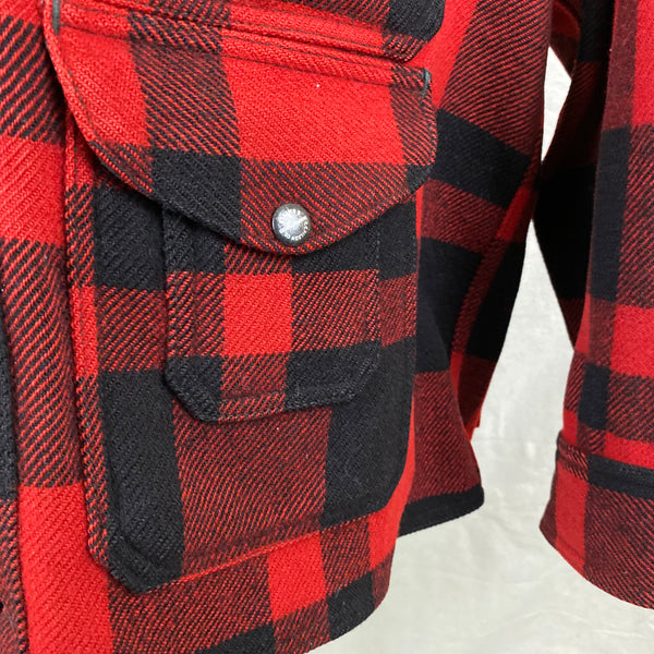 Lower Compass Pocket View of Union Made Buffalo Plaid Filson Mackinaw Cruiser