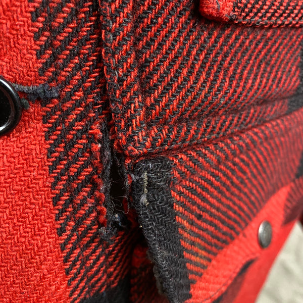 Small Hole Between Pockets on Vintage Union Made Filson Wool All Use Coat Wool Mackinaw